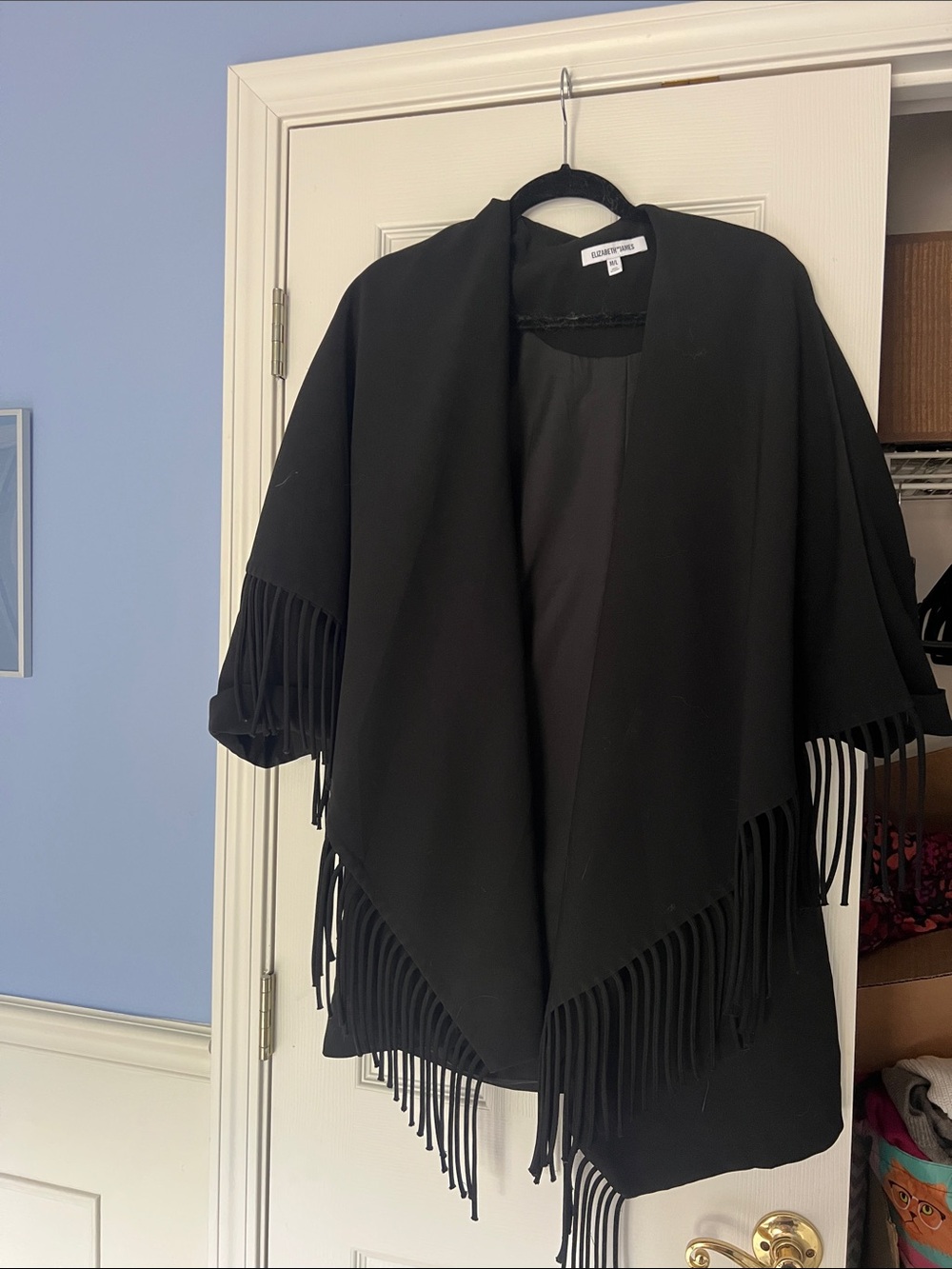 Black Fringe Draped Women's blazer - Elizabeth & James